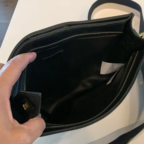 Madewell Black Leather Cossebody Bag with Striped Strap & Solid strap NWOT - Picture 5 of 15